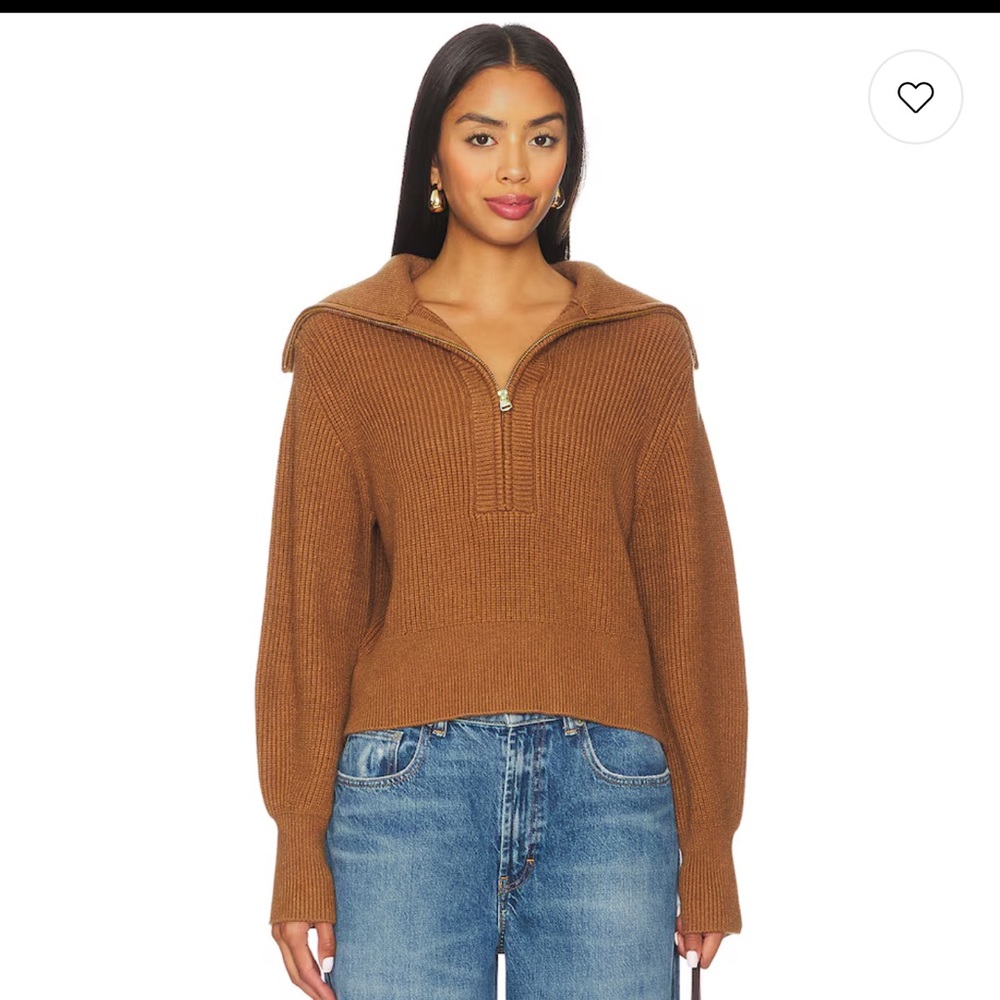 Varley Size Small Brown Maura Ribbed Sweater